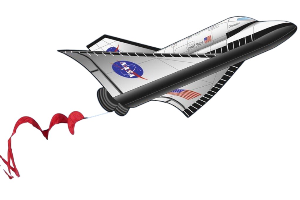 WindNSun Space Shuttle - WindNSun 3D-Einleiner-Drachen/Kinderdrachen (1-Leiner) rtf 127 cm x 130 cm Polyestertuch mit Druck Gfk-Gestänge grau/schwarz