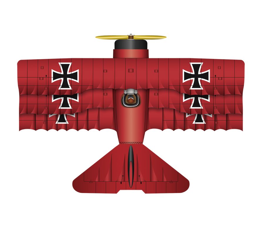 WindNSun Red Baron - WindNSun 3D-Einleiner-Drachen/Kinderdrachen (1-Leiner) rtf 90 cm x 130 cm Polyestertuch mit Druck Gfk-Gestänge rot/weiß/schwarz