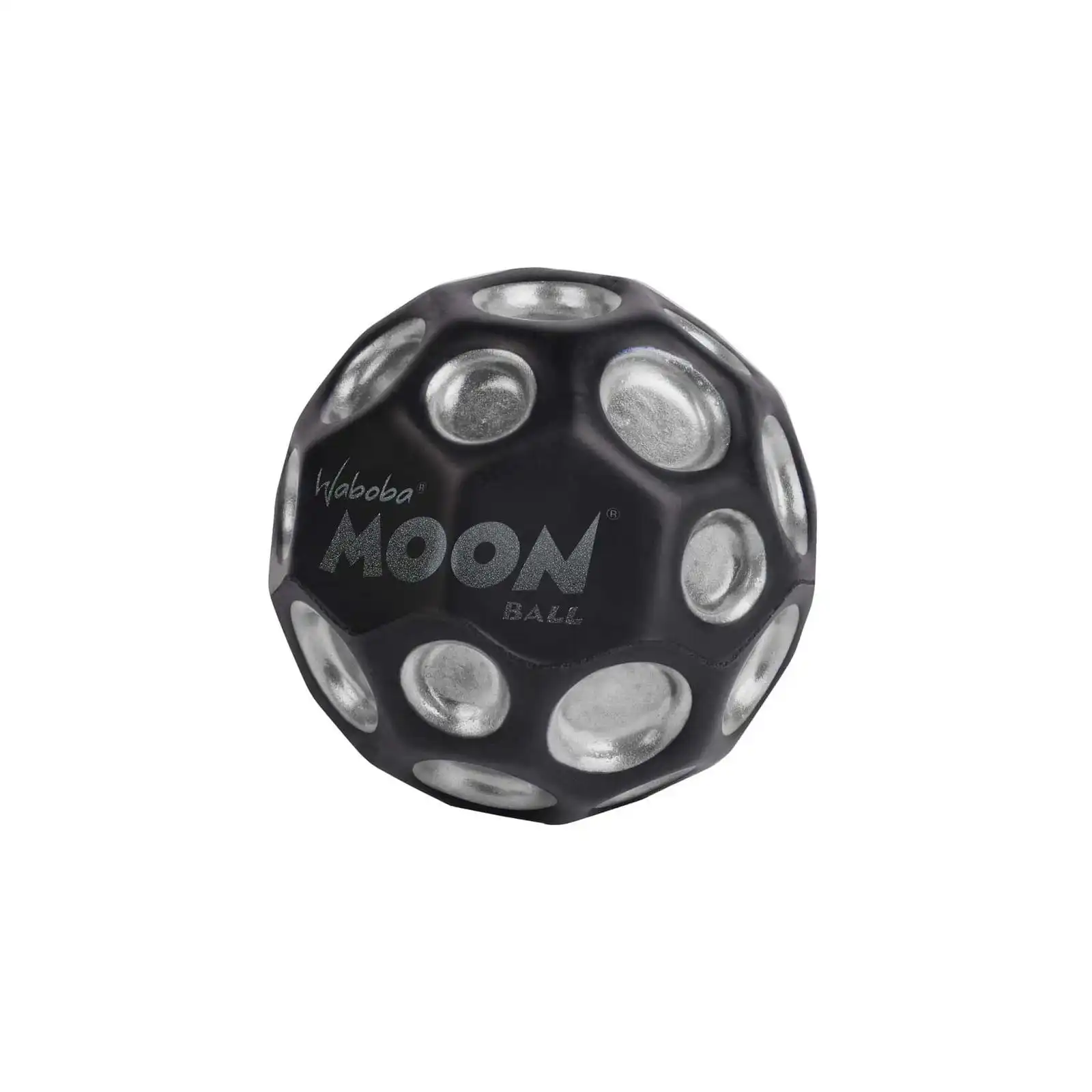 Waboba 3250613 Moon Ball DARK SIDE OF THE MOON – am Höchsten Springender Gummiball – Patentiertes Original-Design – Ballkrater Erzeugen beim Aufprall EIN knallendes Geräusch – Leicht Greifbar – Flummies für Kinder - 65mm DARK SIDE OF THE MOON