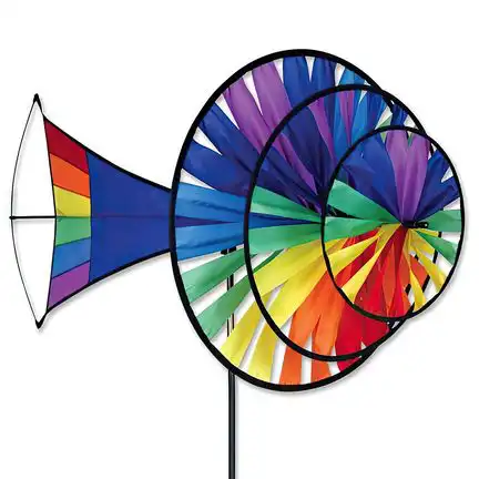 11111Windrad/stehendes Windspiel Large Rainbow Triple Spinner Ø 56 cm/45 Large Rainbow Triple Spinner Ø 56 cm/45 cm/31 cm Ruder 60 cm x 41 cm Höhe 174 cm rainbow