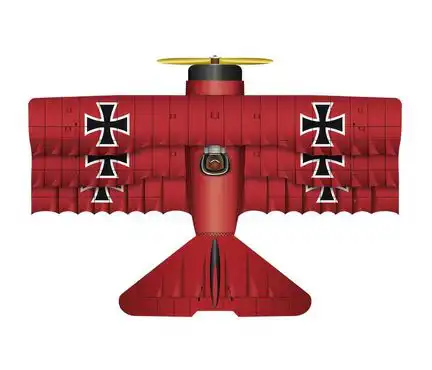 11111WindNSun Red Baron - WindNSun 3D-Einleiner-Drachen/Kinderdrachen (1-Leiner) rtf 90 cm x 130 cm Polyestertuch mit Druck Gfk-Gestänge rot/weiß/schwarz