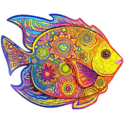 11111UNIDRAGON - Shining Fish (40 x 31 cm - Größe L) Holzpuzzle - 331 Teile 