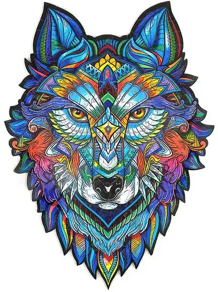 11111UNIDRAGON - Majestic Wolf (30 x 41 cm - Größe L) Holzpuzzle - 